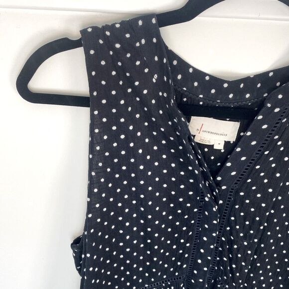 Anthropologie Nia Polka Dot Sleeveless Tunic Top Womens M Babydoll Blouse Preppy - Picture 3 of 7